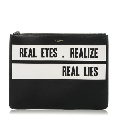 GIVENCHY Calfskin Medium Real Eyes Pouch Black